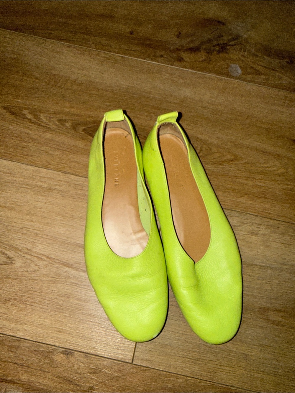 Everlane neon green/yellow leather flats